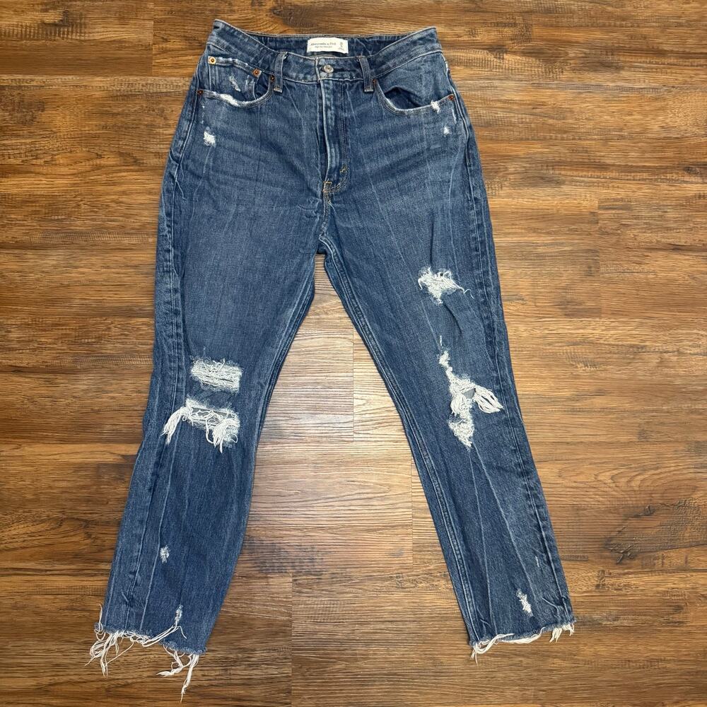 Abercrombie & Fitch Distressed Blue Ankle Jeans